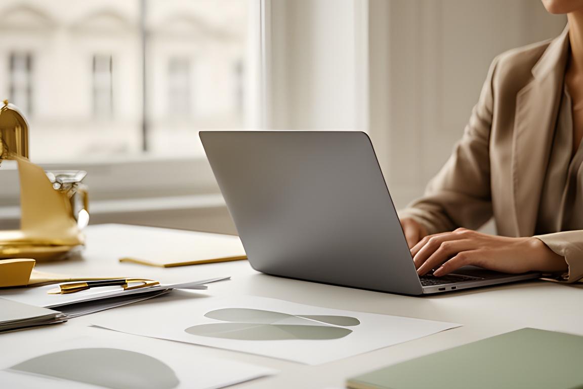 Beratungsszene in einem hellen Wiener Büro mit Dokumenten, Laptop und diskreter Datenschutz-Atmosphäre