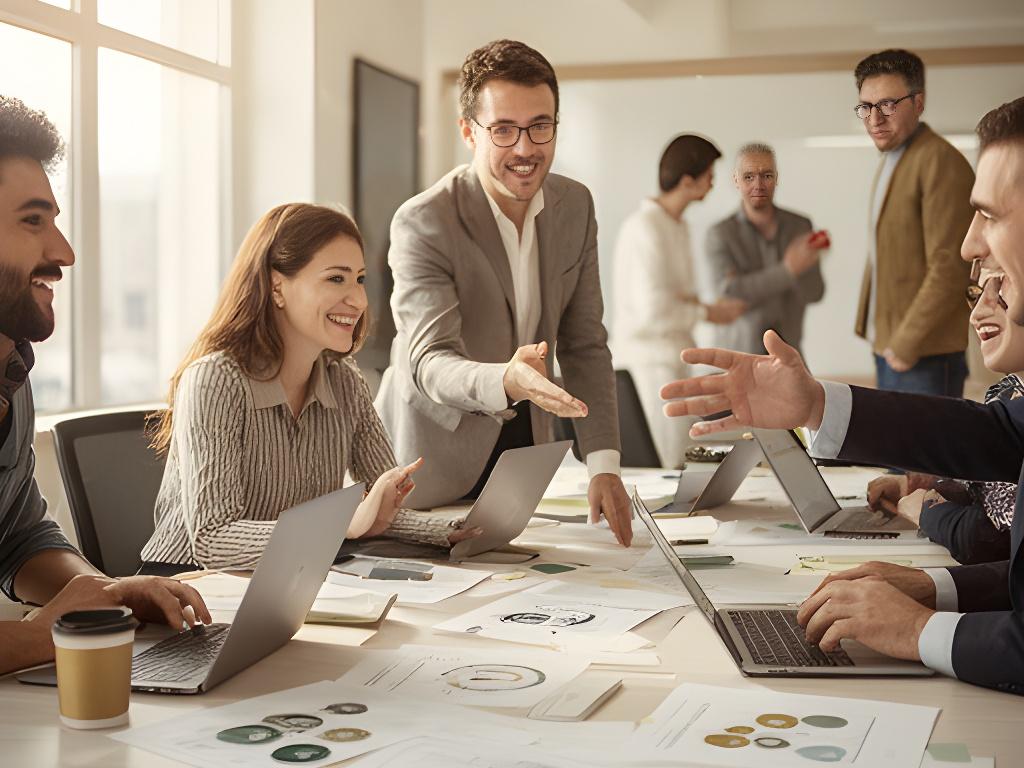 HR-Beratungsteam in einem hellen Wiener Büro mit Laptops, agilen Boards und fokussierter Workshop-Atmosphäre