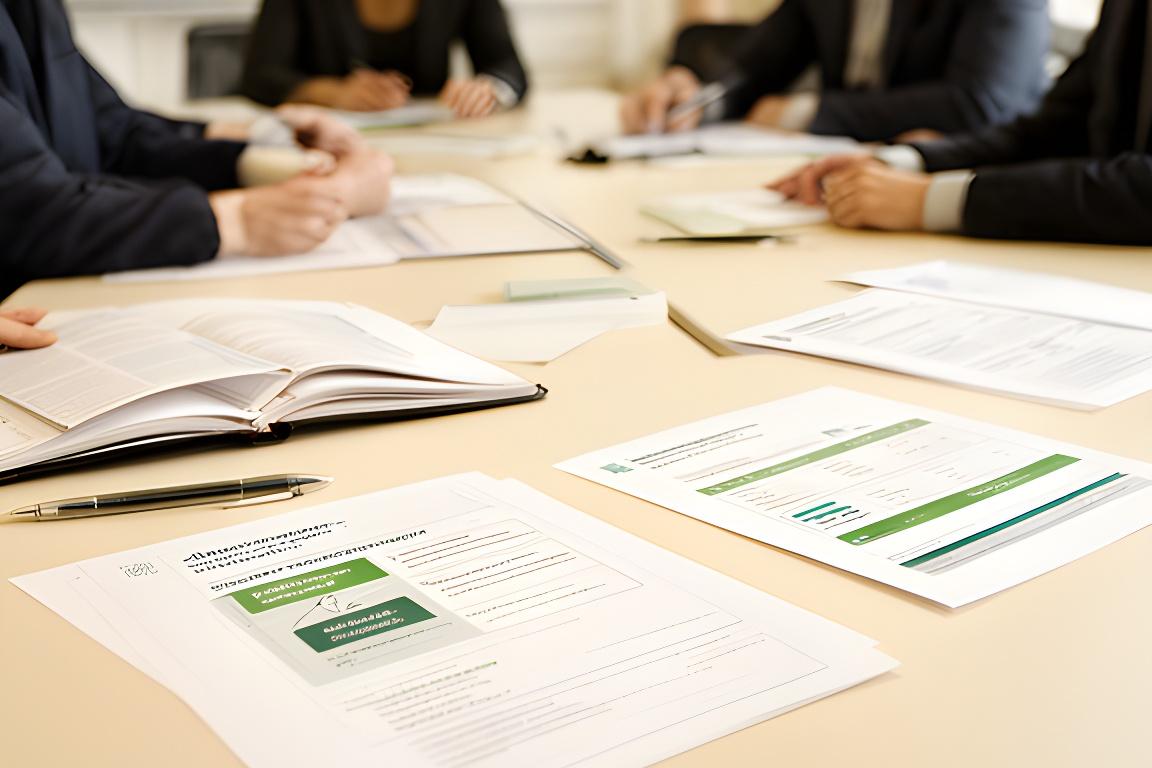 Workshop mit Führungskräften in einem hellen Wiener Besprechungsraum, Notizen und Entwicklungspläne auf dem Tisch